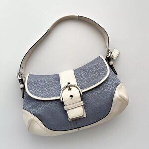 Vintage Coach Soho Hobo Shoulder Bag Purse 6808 Blue White Jacquard Leather Y2K